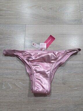 Xhilaration Pink Metallic Shiny Cheeky Bikini Swim Bottom New Size Juniors M NWT